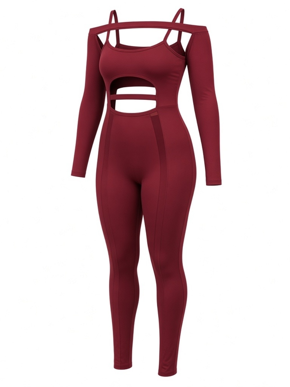 Strappy Cutout Off-Shoulder Jumpsuit in Burgundy